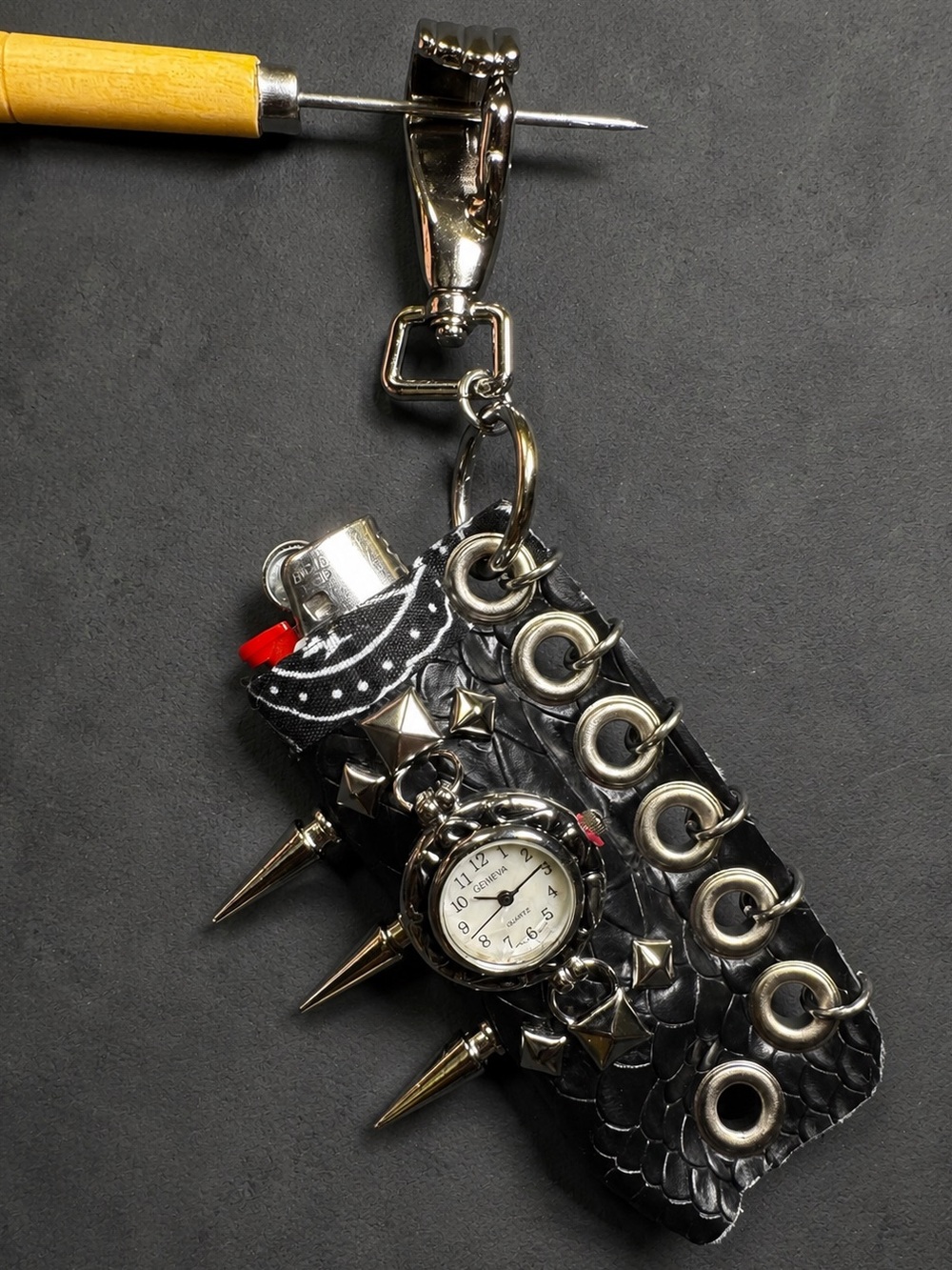 Edgy Black Studded Charm